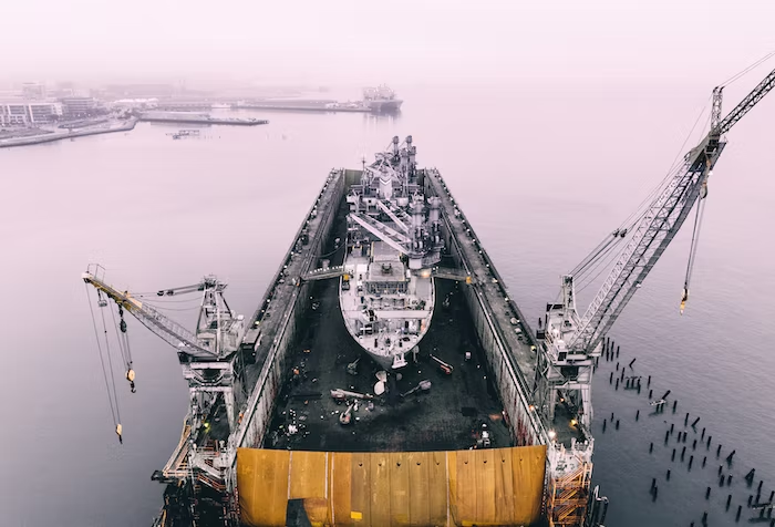 An offshore oil rig