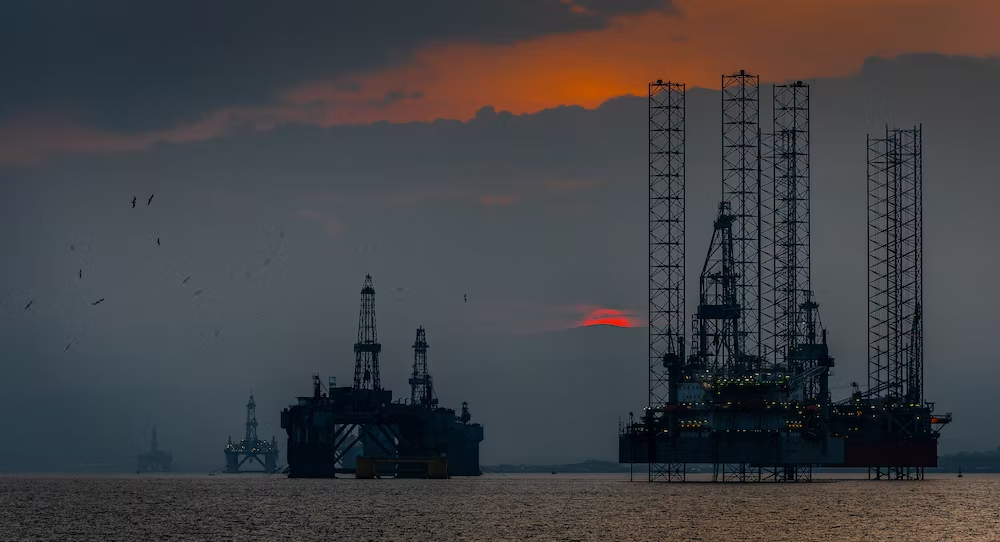 An offshore oil rig