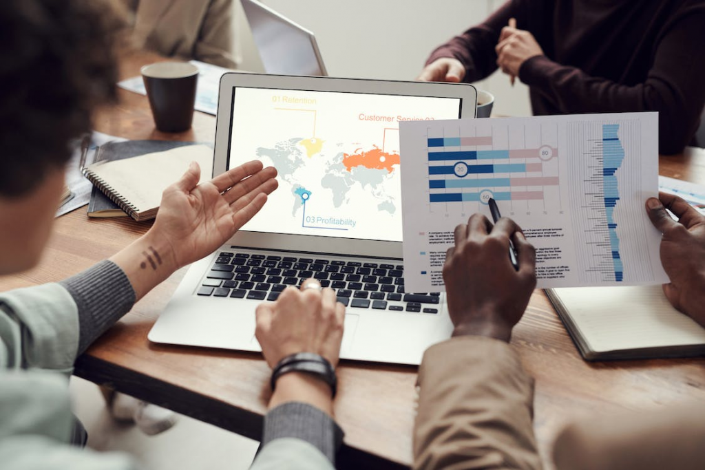 professionals from an oil company comparing yields through data in charts