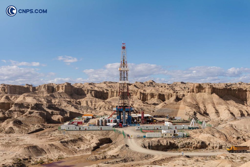 Land-based drilling operation in a desert setting.