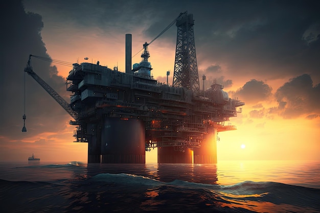 Onshore oil and gas drilling rig in operation